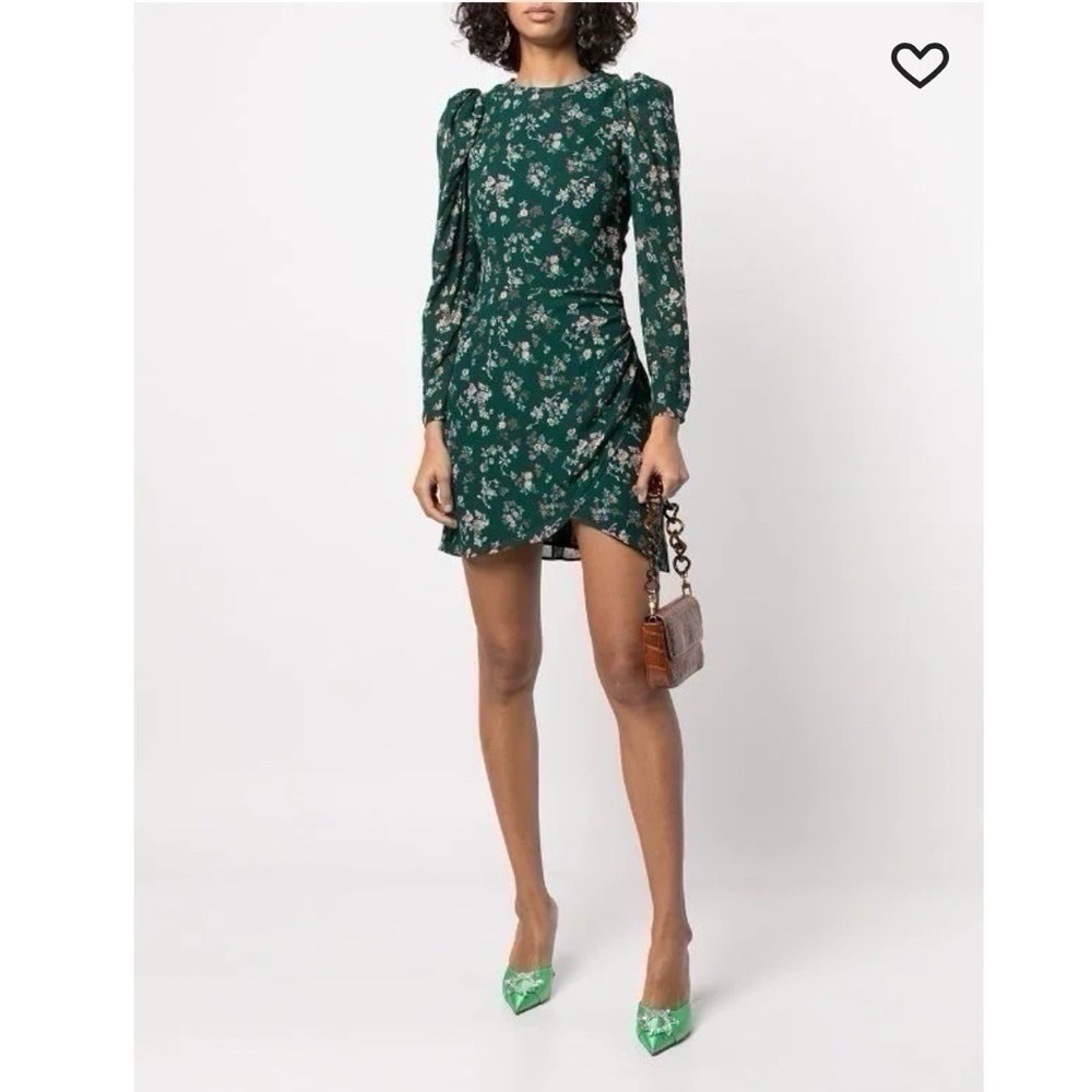 NEW Reformation Juni Floral Puff Sleeve Dress Green - Picture 6 of 15